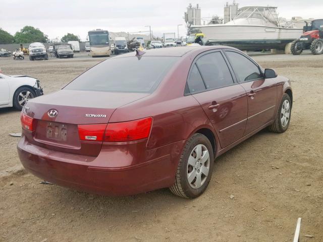 5NPET46C79H412633 - 2009 HYUNDAI SONATA GLS BURGUNDY photo 4