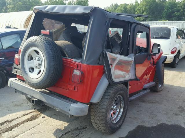 1J4FA49S84P747310 - 2004 JEEP WRANGLER / RED photo 4