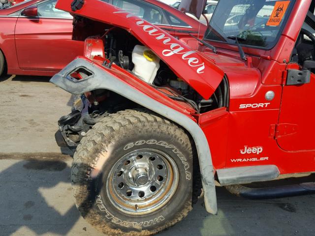 1J4FA49S84P747310 - 2004 JEEP WRANGLER / RED photo 9