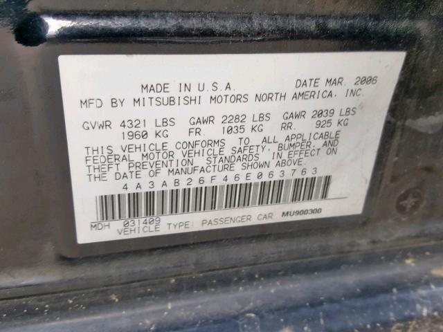 4A3AB26F46E063763 - 2006 MITSUBISHI GALANT DE BLACK photo 10