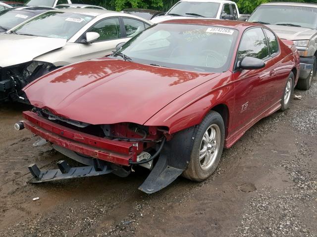 2G1WW12E359299643 - 2005 CHEVROLET MONTE CARL RED photo 2