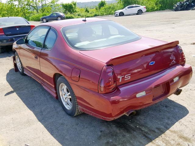 2G1WW12E359299643 - 2005 CHEVROLET MONTE CARL RED photo 3