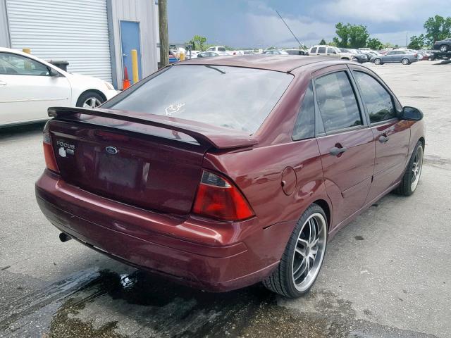 1FAHP34N97W276437 - 2007 FORD FOCUS ZX4 BURGUNDY photo 4