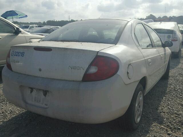 1B3ES46C11D229002 - 2001 DODGE NEON SE WHITE photo 4