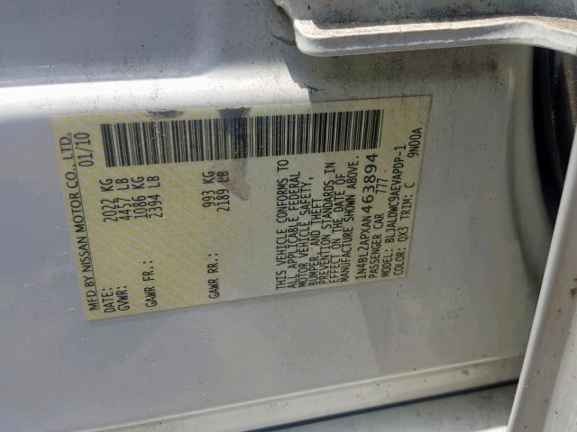 1N4BL2APXAN463894 - 2010 NISSAN ALTIMA SR WHITE photo 10