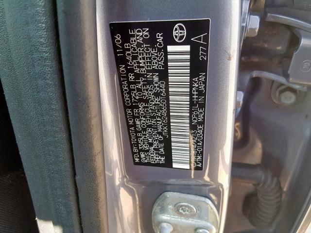 JTKKT624865016440 - 2006 TOYOTA SCION XA SILVER photo 10