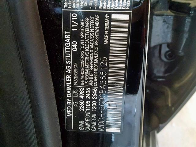 WDDHF5GB0BA365125 - 2011 MERCEDES-BENZ E 350 BLACK photo 10