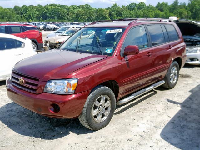 JTEDP21A150059478 - 2005 TOYOTA HIGHLANDER BURGUNDY photo 2