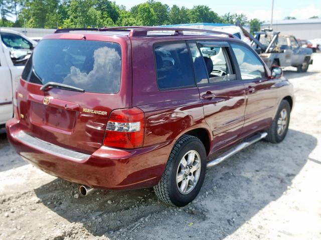 JTEDP21A150059478 - 2005 TOYOTA HIGHLANDER BURGUNDY photo 4