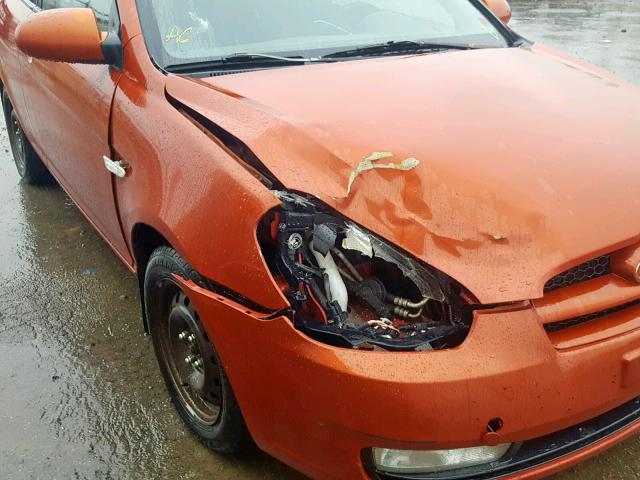 KMHCN35C67U014390 - 2007 HYUNDAI ACCENT BAS ORANGE photo 9