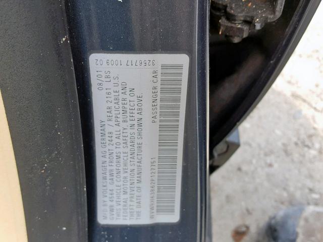 WVWRH63B62P127751 - 2002 VOLKSWAGEN PASSAT GLX 蓝色 照片 10