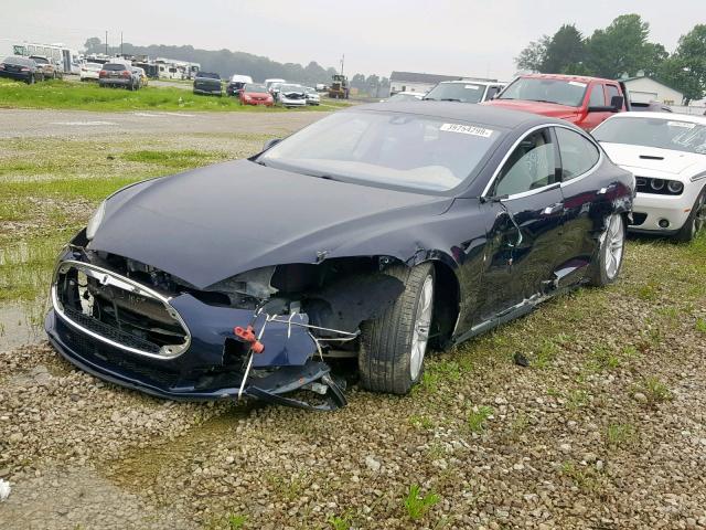 5YJSA1S15EFP50536 - 2014 TESLA MODEL S أزرق صورة 2