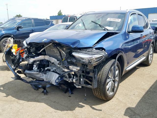 5UXTR9C58JLD67440 - 2018 BMW X3 XDRIVE3 BLUE photo 2