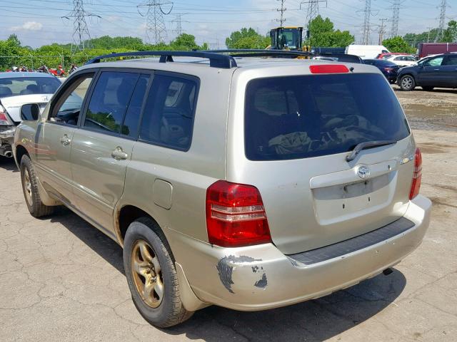 JTEGD21A120030872 - 2002 TOYOTA HIGHLANDER BEIGE photo 3