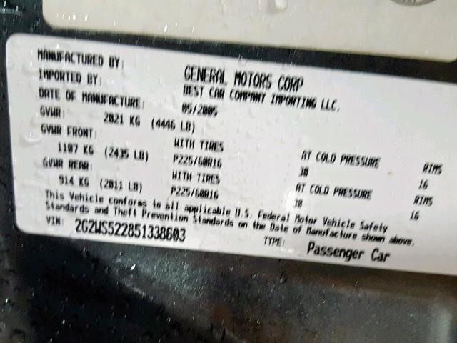 2G2WS522851338603 - 2005 PONTIAC GRAND PRIX GRAY photo 10