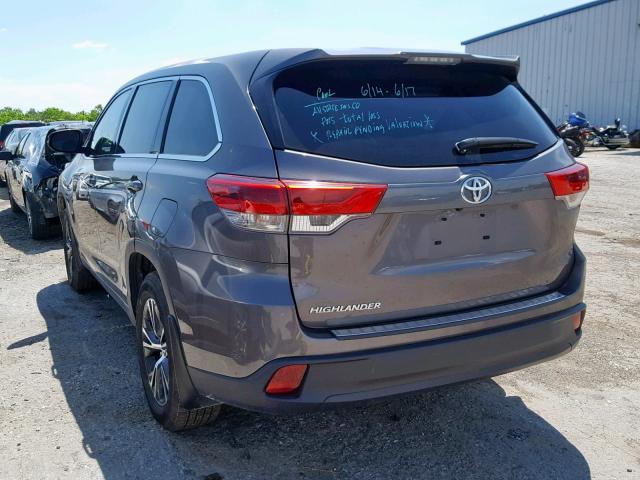 5TDZARFHXHS026121 - 2017 TOYOTA HIGHLANDER GRAY photo 3