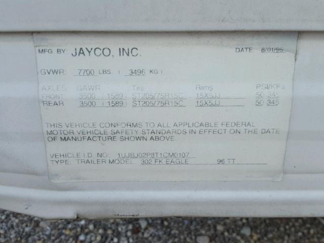 1UJBJ02P8T1CM0107 - 1996 JAYC EAGLE WHITE photo 10