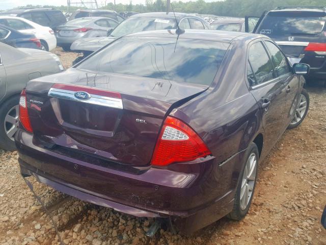 3FAHP0JA2CR175463 - 2012 FORD FUSION SEL BURGUNDY photo 4