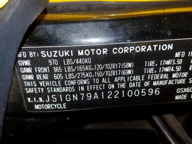 JS1GN79A122100596 - 2002 SUZUKI GSX600 F YELLOW photo 20