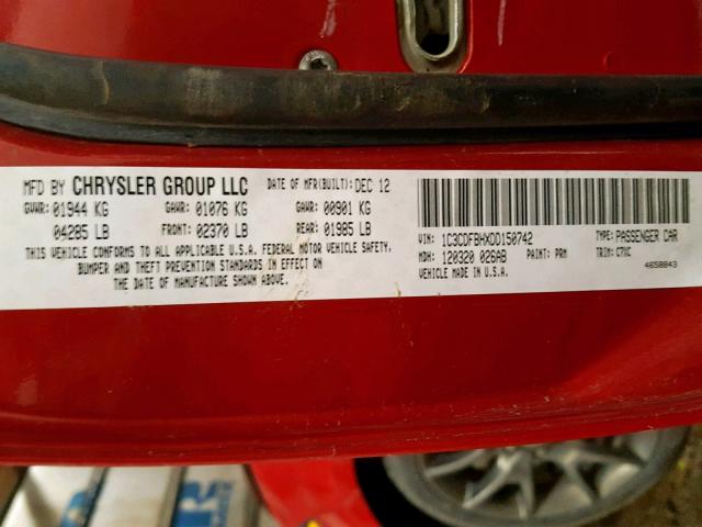 1C3CDFBHXDD150742 - 2013 DODGE DART SXT RED photo 10