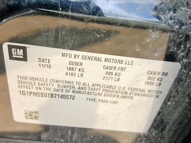 1G1PH5S97B7145572 - 2011 CHEVROLET CRUZE BLACK photo 10