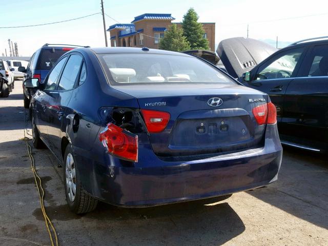 KMHDU46D98U331618 - 2008 HYUNDAI ELANTRA BLUE photo 3