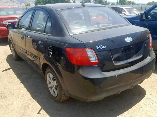 KNADH4A36A6668701 - 2010 KIA RIO LX BLACK photo 3