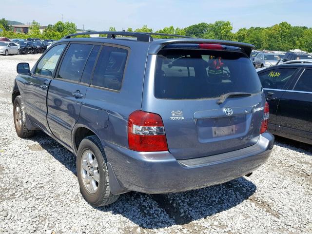 JTEGD21A050118672 - 2005 TOYOTA HIGHLANDER BLUE photo 3