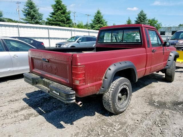 1JTMP63P9JT014258 - 1988 JEEP COMANCHE P BURGUNDY photo 4