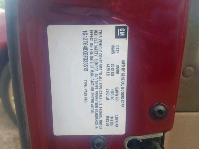 1G1ZT648X5F333515 - 2005 CHEVROLET MALIBU MAX 红色 照片 10