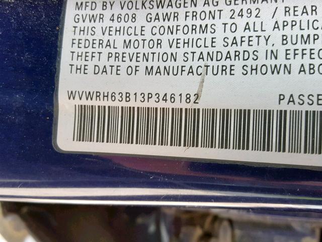 WVWRH63B13P346182 - 2003 VOLKSWAGEN PASSAT GLX ლურჯი ფოტო 10