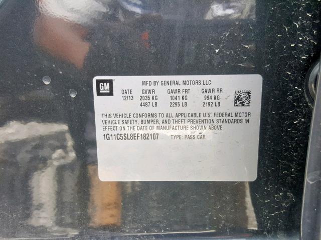 1G11C5SL8EF182107 - 2014 CHEVROLET MALIBU 1LT 石墨色 照片 10