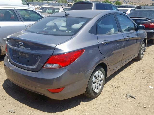 KMHCT4AE3GU108116 - 2016 HYUNDAI ACCENT SE GRAY photo 4