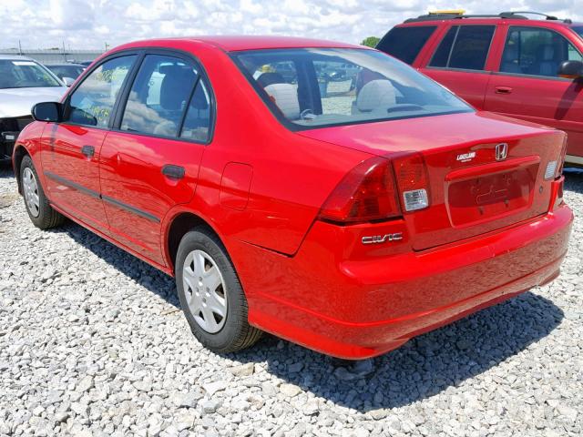 1HGES16375L008627 - 2005 HONDA CIVIC DX V RED photo 3