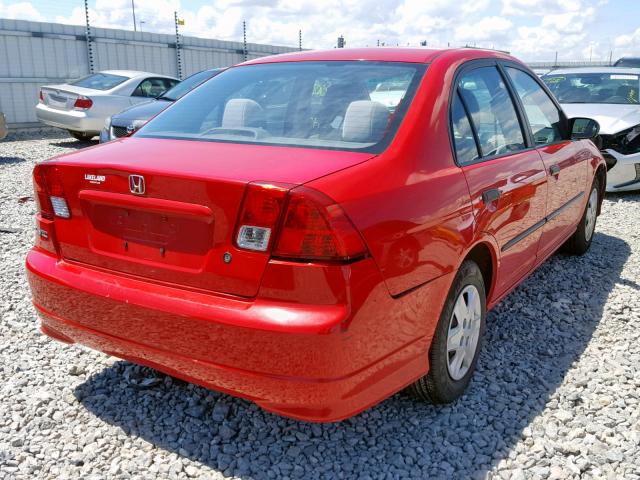 1HGES16375L008627 - 2005 HONDA CIVIC DX V RED photo 4