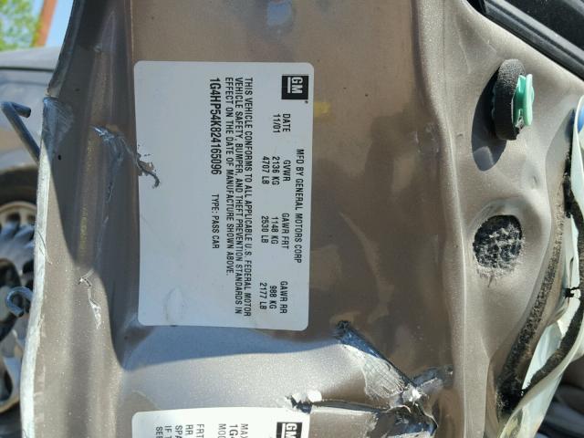 1G4HP54K824165096 - 2002 BUICK LESABRE CU TAN photo 10