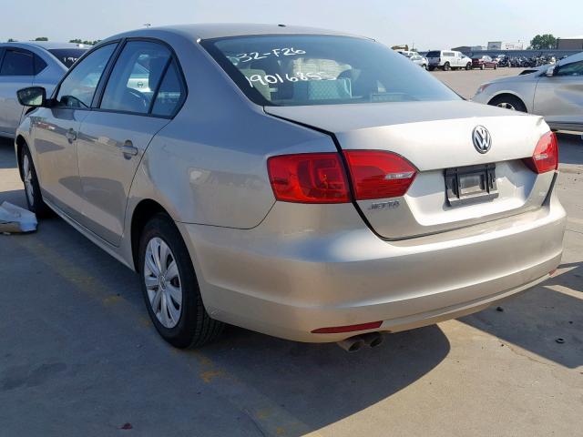 3VW2K7AJ1EM328919 - 2014 VOLKSWAGEN JETTA BASE TAN photo 3