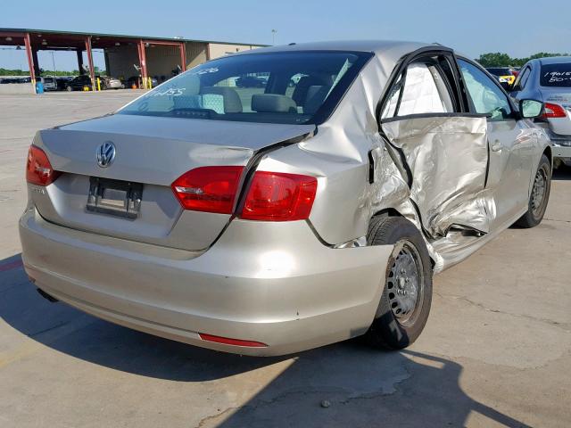 3VW2K7AJ1EM328919 - 2014 VOLKSWAGEN JETTA BASE TAN photo 4