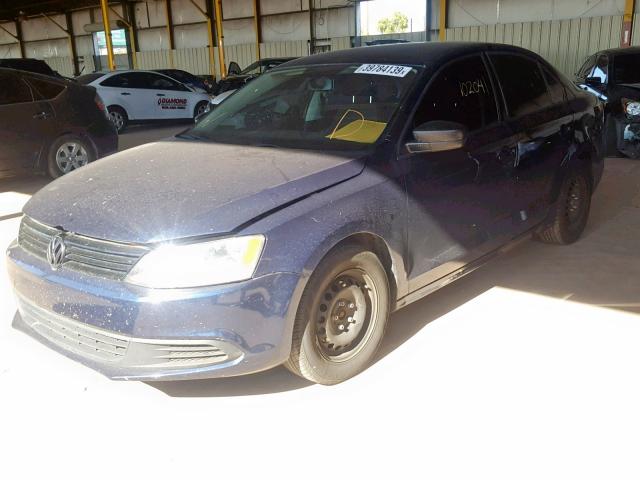3VW2K7AJ8EM432923 - 2014 VOLKSWAGEN JETTA BASE BLUE photo 2