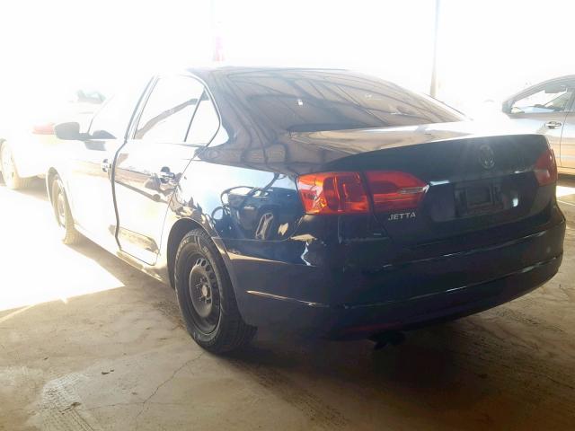 3VW2K7AJ8EM432923 - 2014 VOLKSWAGEN JETTA BASE BLUE photo 3