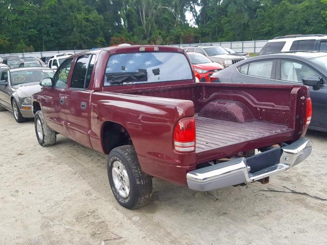 1B7HG2AXX1S255315 - 2001 DODGE DAKOTA QUA MAROON photo 3