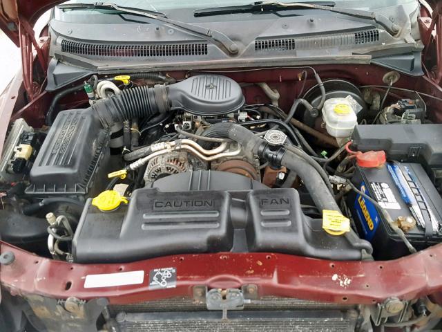 1B7HG2AXX1S255315 - 2001 DODGE DAKOTA QUA MAROON photo 7