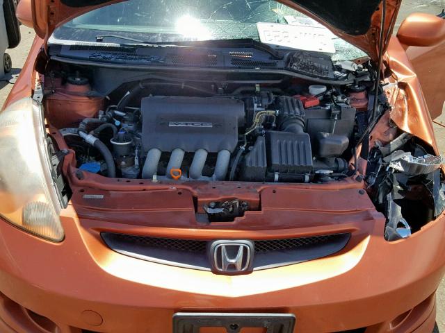 JHMGD38627S017019 - 2007 HONDA FIT S ORANGE photo 7