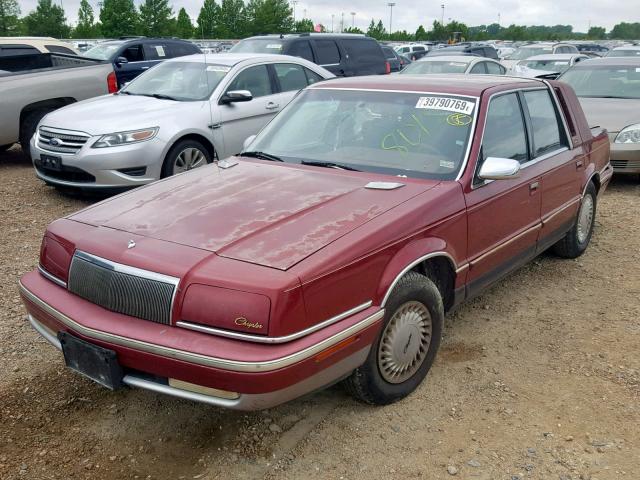 1C3XV66R2ND838012 - 1992 CHRYSLER NEW YORKER BURGUNDY photo 2