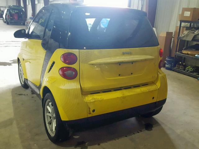 WMEEJ31X18K150524 - 2008 SMART FORTWO YELLOW photo 3