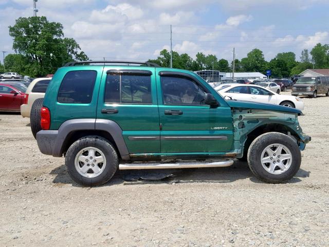 1J4GL48K54W185257 - 2004 JEEP LIBERTY SP GREEN photo 9