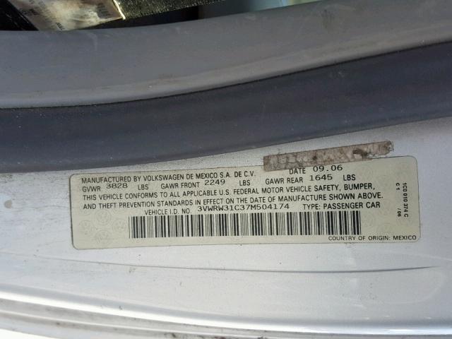 3VWRW31C37M504174 - 2007 VOLKSWAGEN NEW BEETLE فضي صورة 10