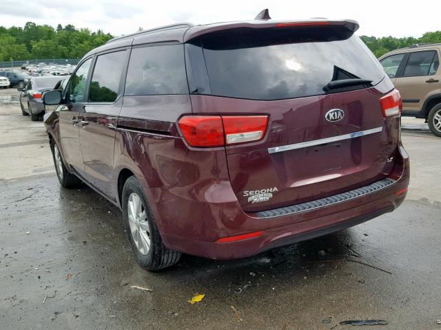 KNDMB5C17F6031569 - 2015 KIA SEDONA LX MAROON photo 3