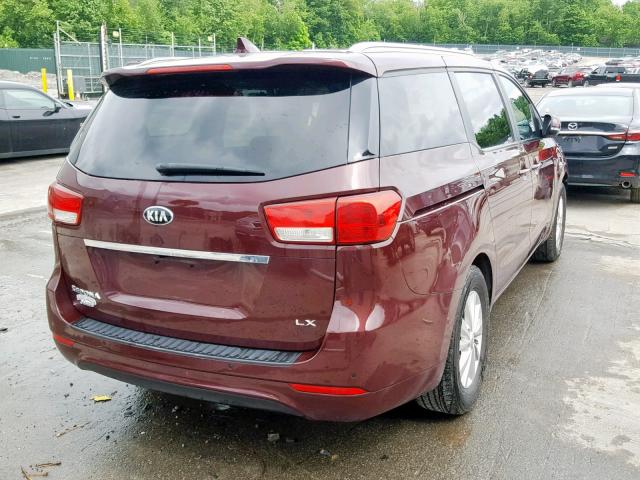 KNDMB5C17F6031569 - 2015 KIA SEDONA LX MAROON photo 4