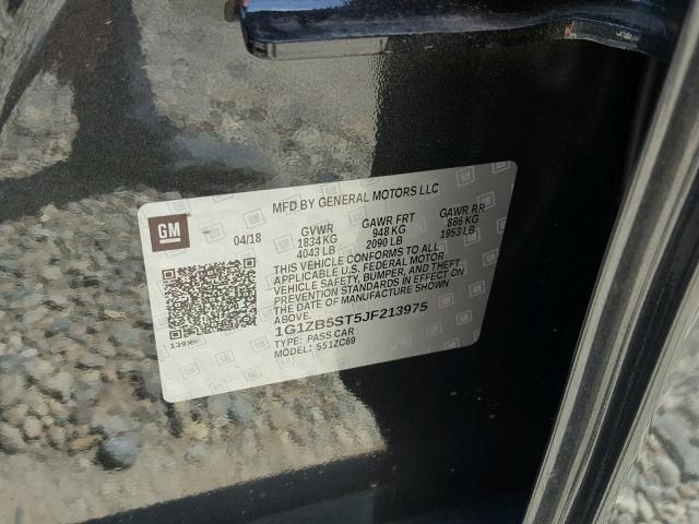 1G1ZB5ST5JF213975 - 2018 CHEVROLET MALIBU LS 灰色 照片 10